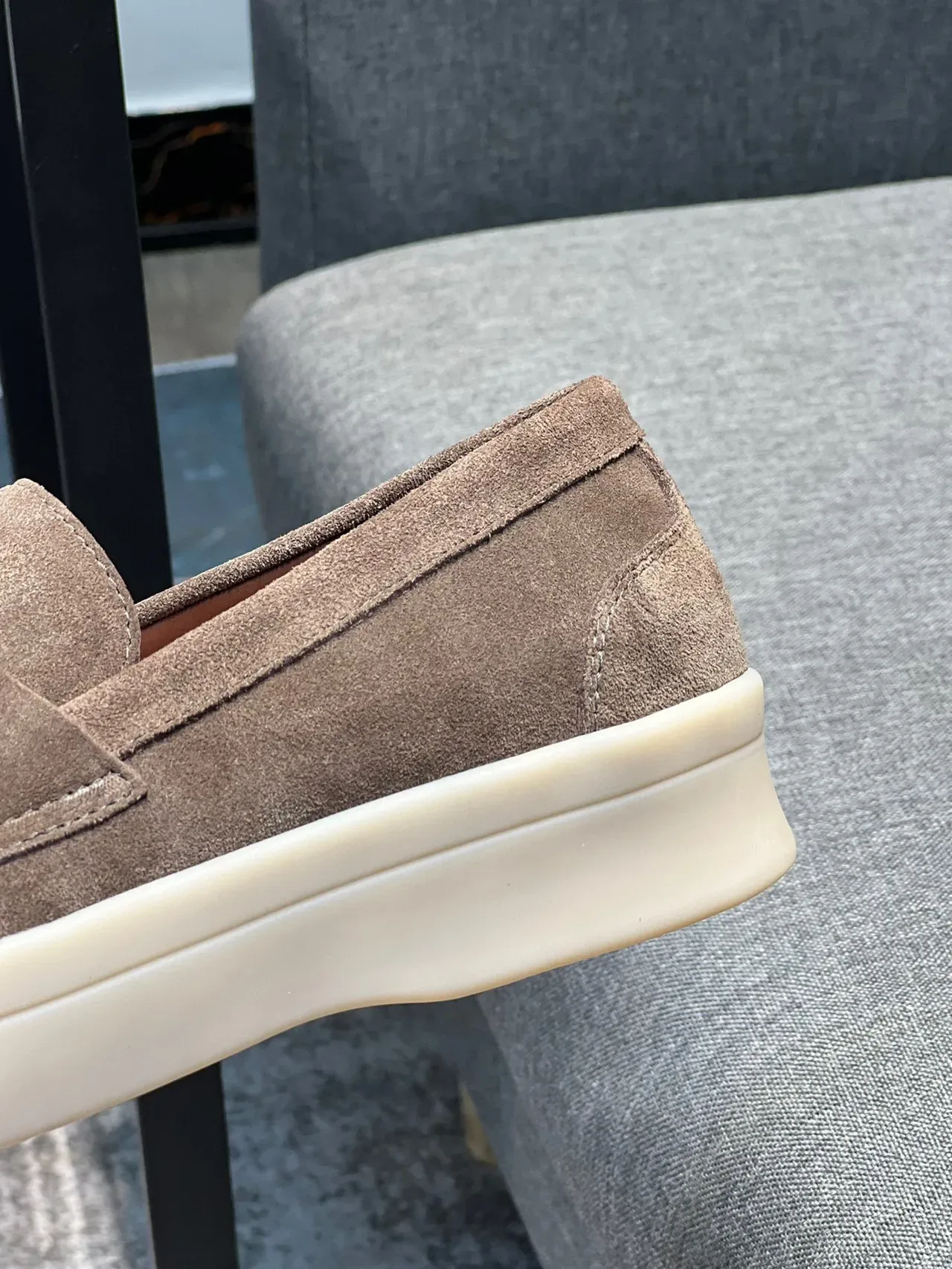 Brown Beige Suede Upper Penny Strap Loafer 7