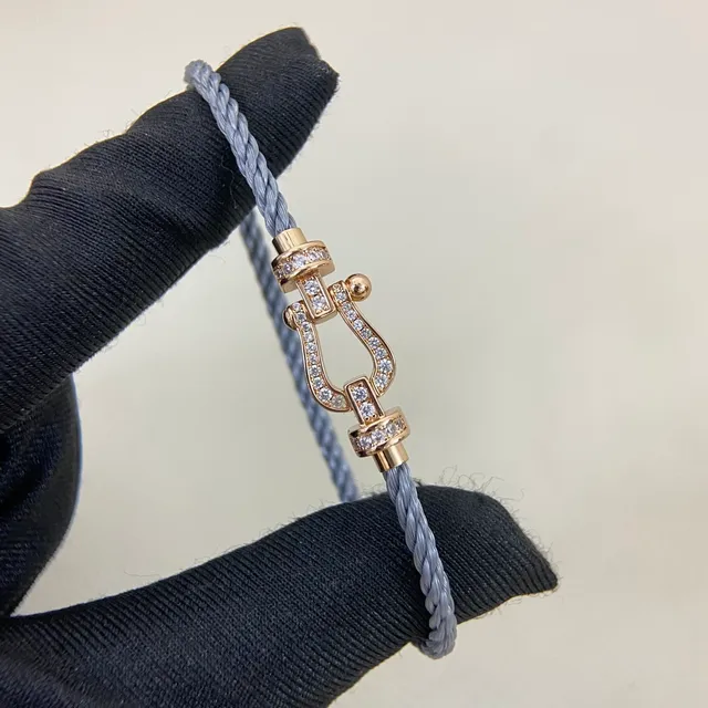 Brown Blue Braided Cord Horseshoe-Shaped Clasp Bracelet 6