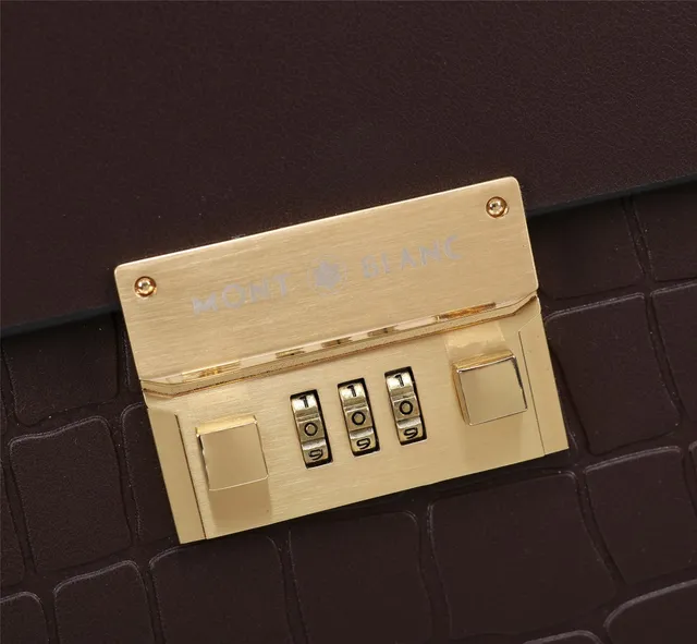 Brown Croc-Embossed and Smooth Leather Briefcase-Style Handbag 4