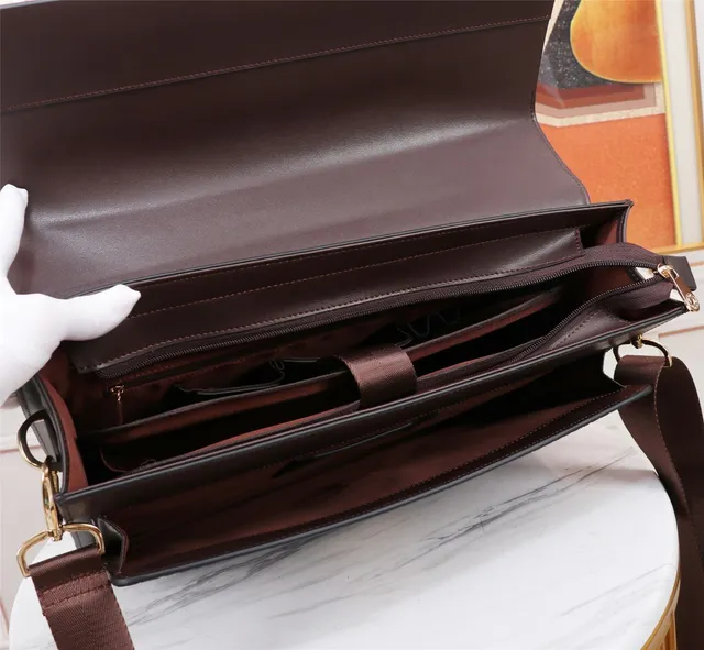 Brown Croc-Embossed and Smooth Leather Briefcase-Style Handbag 8