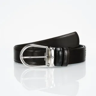 Brown Silver Reversible Polished Buckle Leather Belt