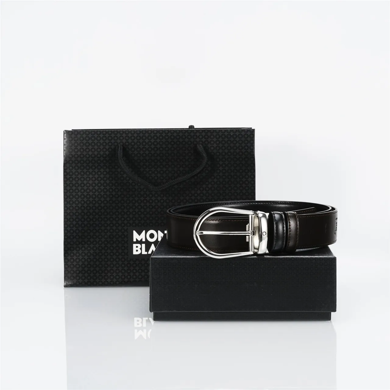 Brown Silver Reversible Polished Buckle Leather Belt 4