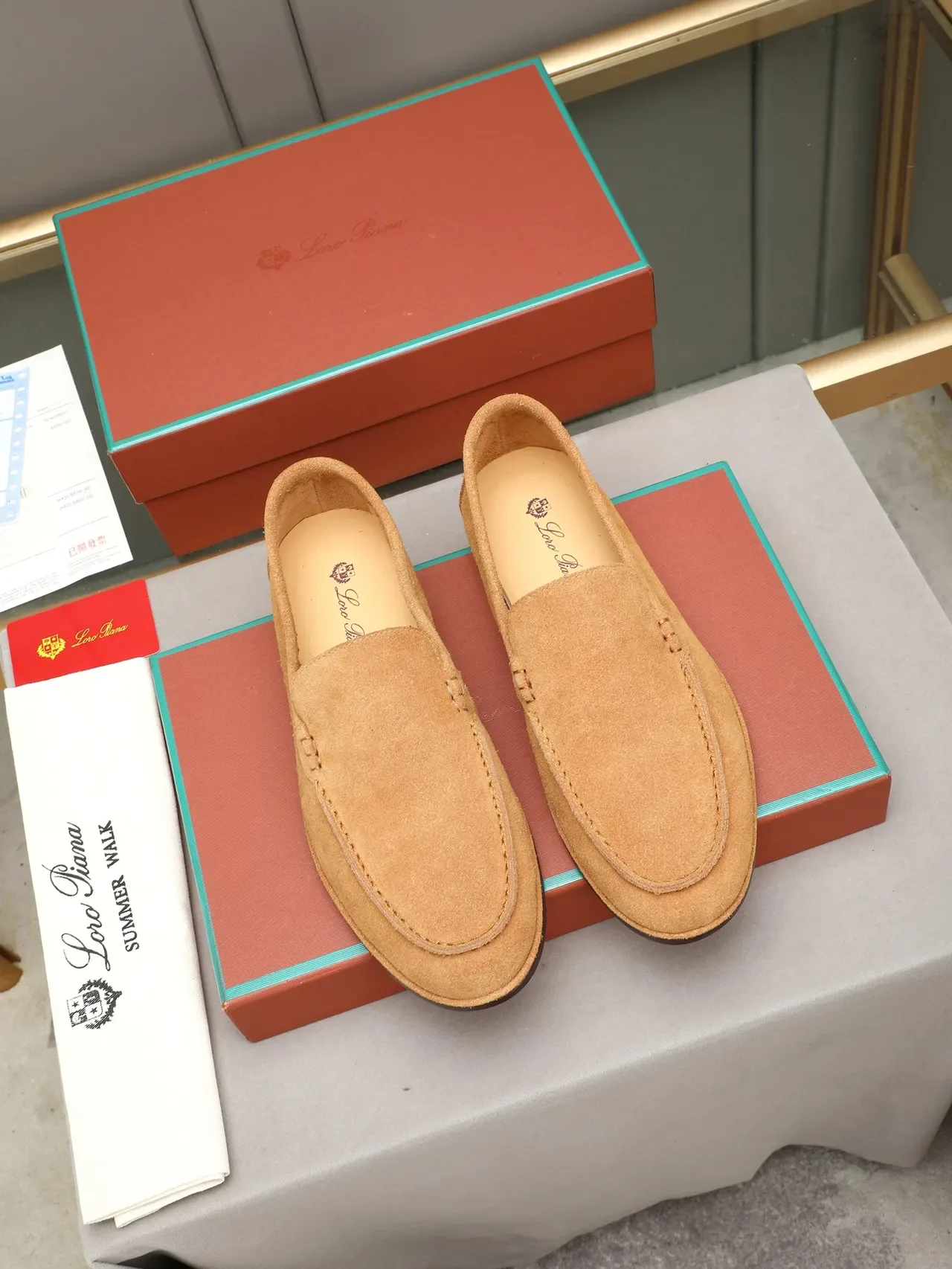 Brown Suede Upper Moc-Toe Stitching Loafer 2