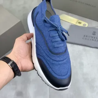 Brunello Cucinelli Blue Knit Lifestyle Sneaker