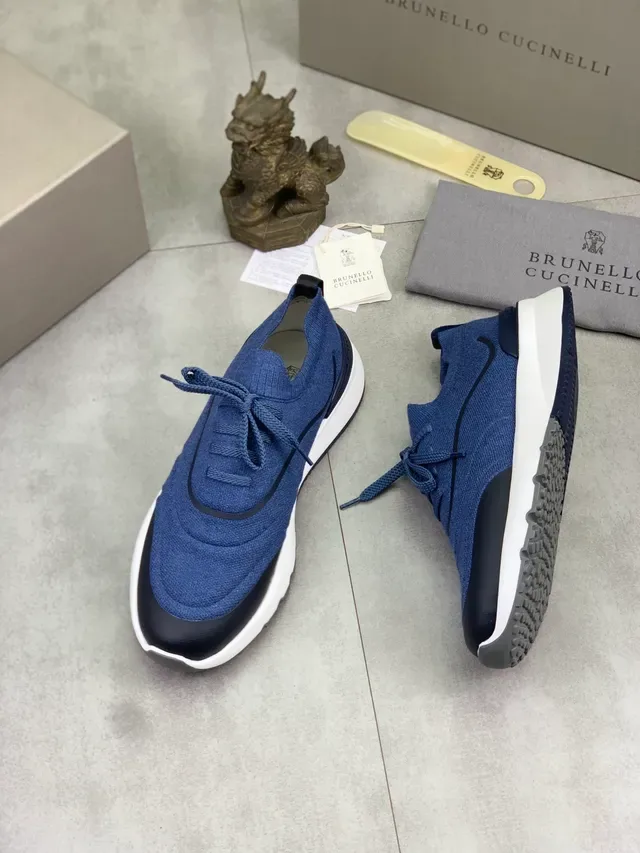 Brunello Cucinelli Blue Knit Lifestyle Sneaker 5