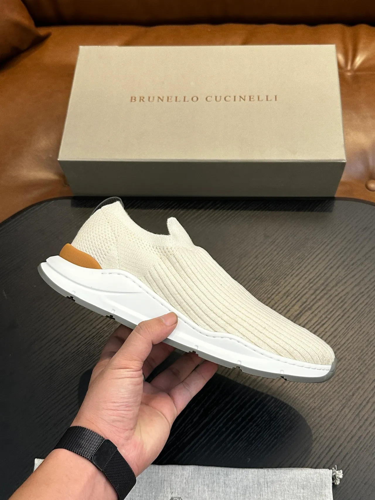 Brunello Cucinelli Ribbed Knit Slip-On Casual Shoes 2