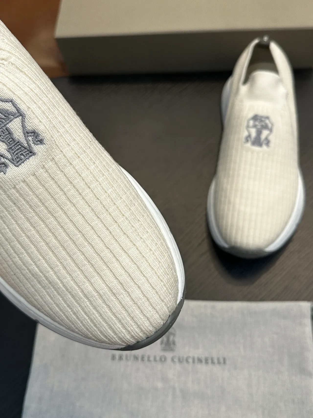Brunello Cucinelli Ribbed Knit Slip-On Casual Shoes 6