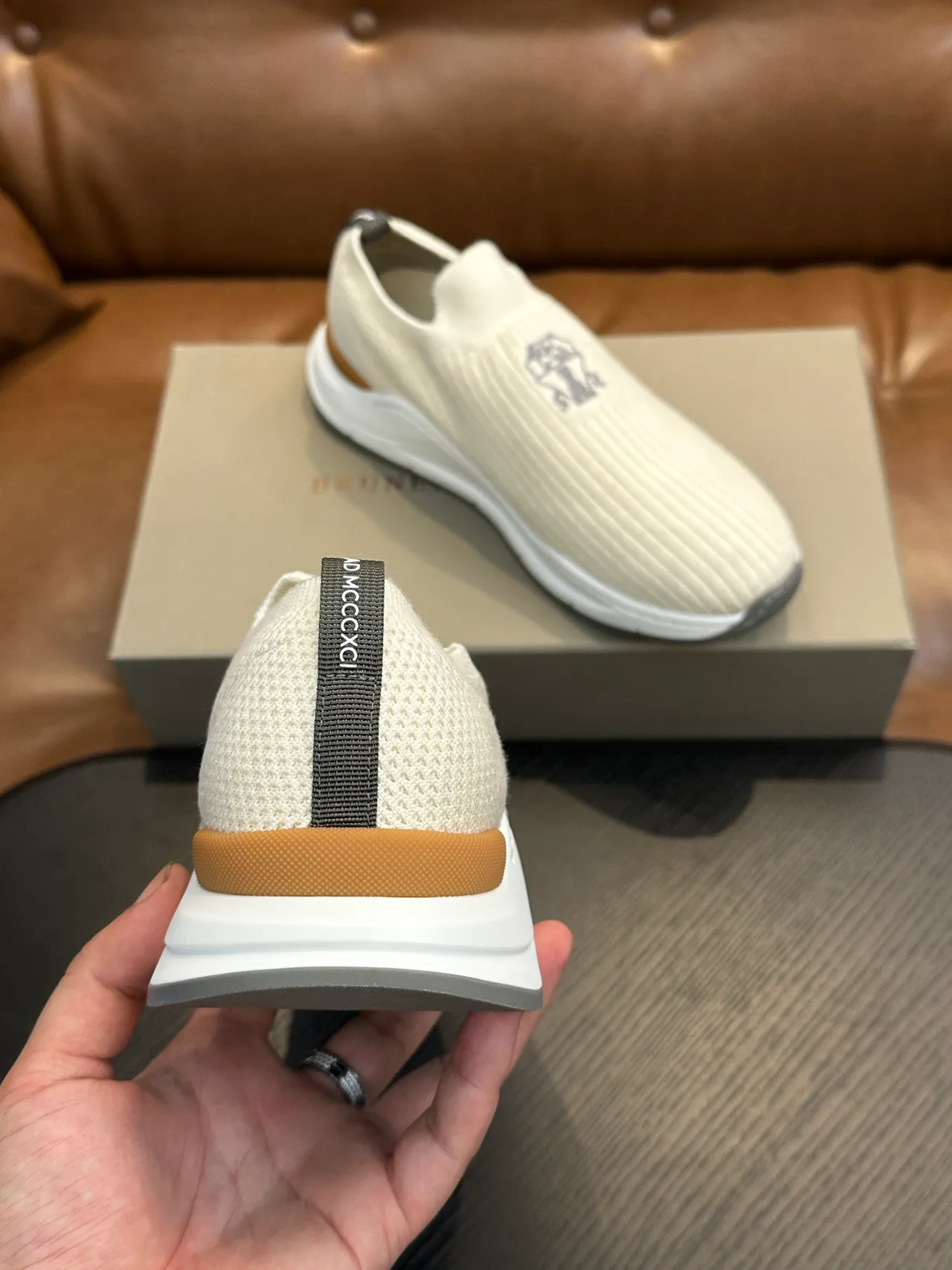 Brunello Cucinelli Ribbed Knit Slip-On Casual Shoes 8