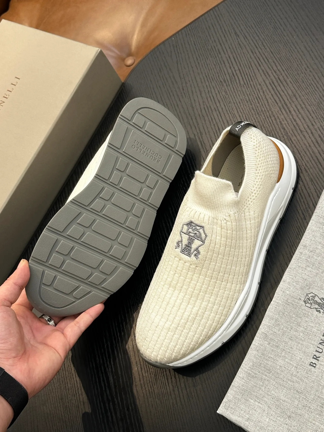 Brunello Cucinelli Ribbed Knit Slip-On Casual Shoes 9