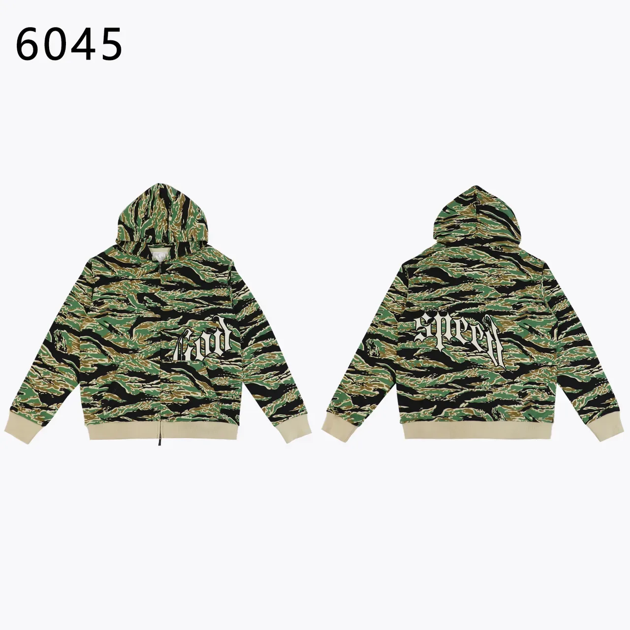 Camouflage Print Full-Zip Graphic Hoodie 6