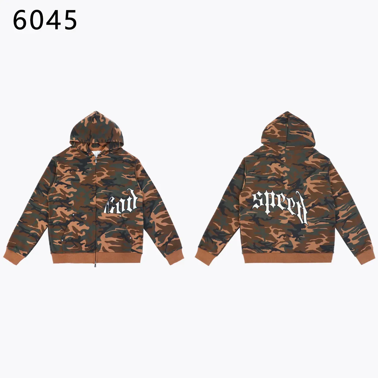 Camouflage Print Full-Zip Graphic Hoodie 7