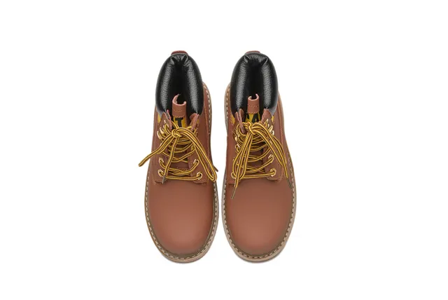 Caterpillar Second Shift Yellow Black Leather Upper Collar Accent Work Boots 2