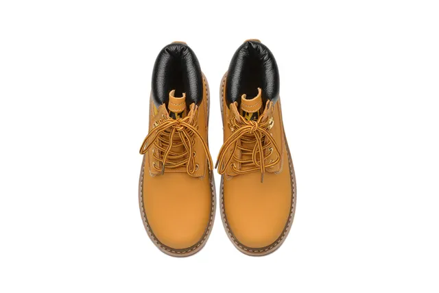 Caterpillar Second Shift Yellow Black Leather Upper Collar Accent Work Boots 8