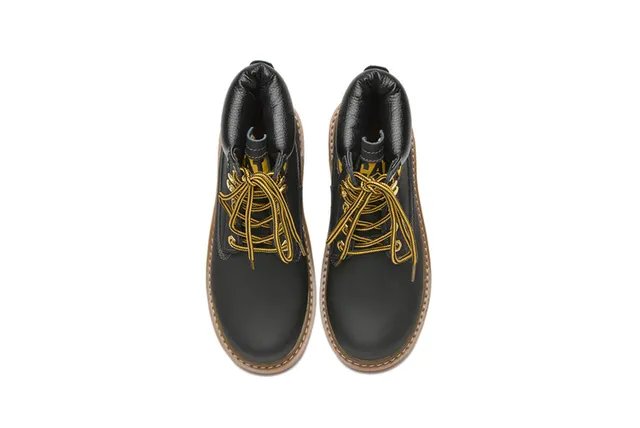 Caterpillar Second Shift Yellow Black Leather Upper Collar Accent Work Boots 14