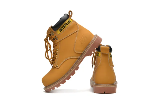 Caterpillar Work Boot Tan Leather Padded Collar Rugged Lug Sole Work Boots 3