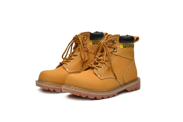 Caterpillar Work Boot Tan Leather Padded Collar Rugged Lug Sole Work Boots 5