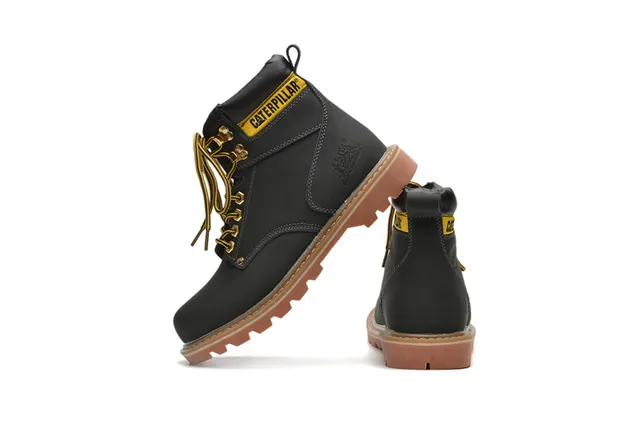 Caterpillar Work Boot Tan Leather Padded Collar Rugged Lug Sole Work Boots 9