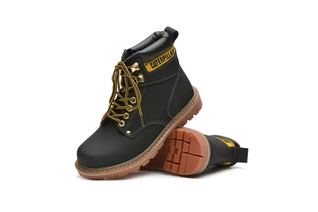 Caterpillar Work Boot Tan Leather Padded Collar Rugged Lug Sole Work Boots 10