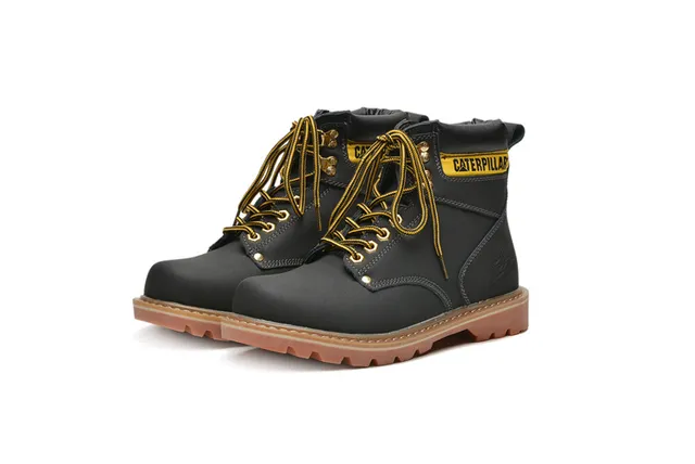 Caterpillar Work Boot Tan Leather Padded Collar Rugged Lug Sole Work Boots 11