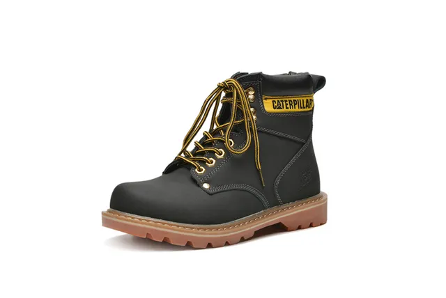 Caterpillar Work Boot Tan Leather Padded Collar Rugged Lug Sole Work Boots 12