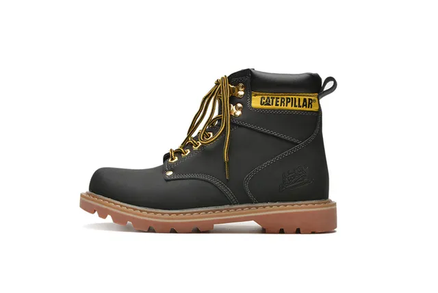 Caterpillar Work Boot Tan Leather Padded Collar Rugged Lug Sole Work Boots 13