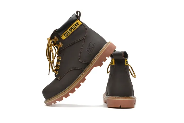 Caterpillar Work Boot Tan Leather Padded Collar Rugged Lug Sole Work Boots 15