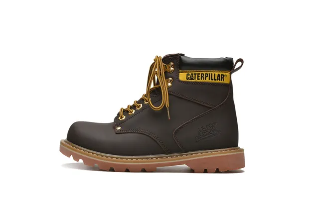 Caterpillar Work Boot Tan Leather Padded Collar Rugged Lug Sole Work Boots 19