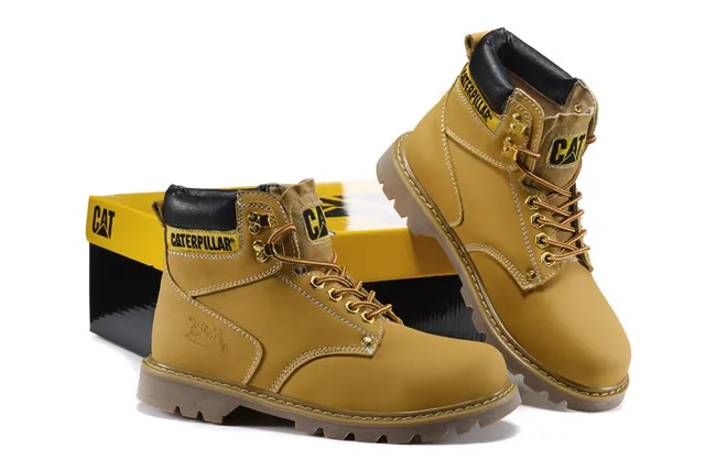 Caterpillar Work Boot Tan Leather Padded Collar Rugged Lug Sole Work Boots 20