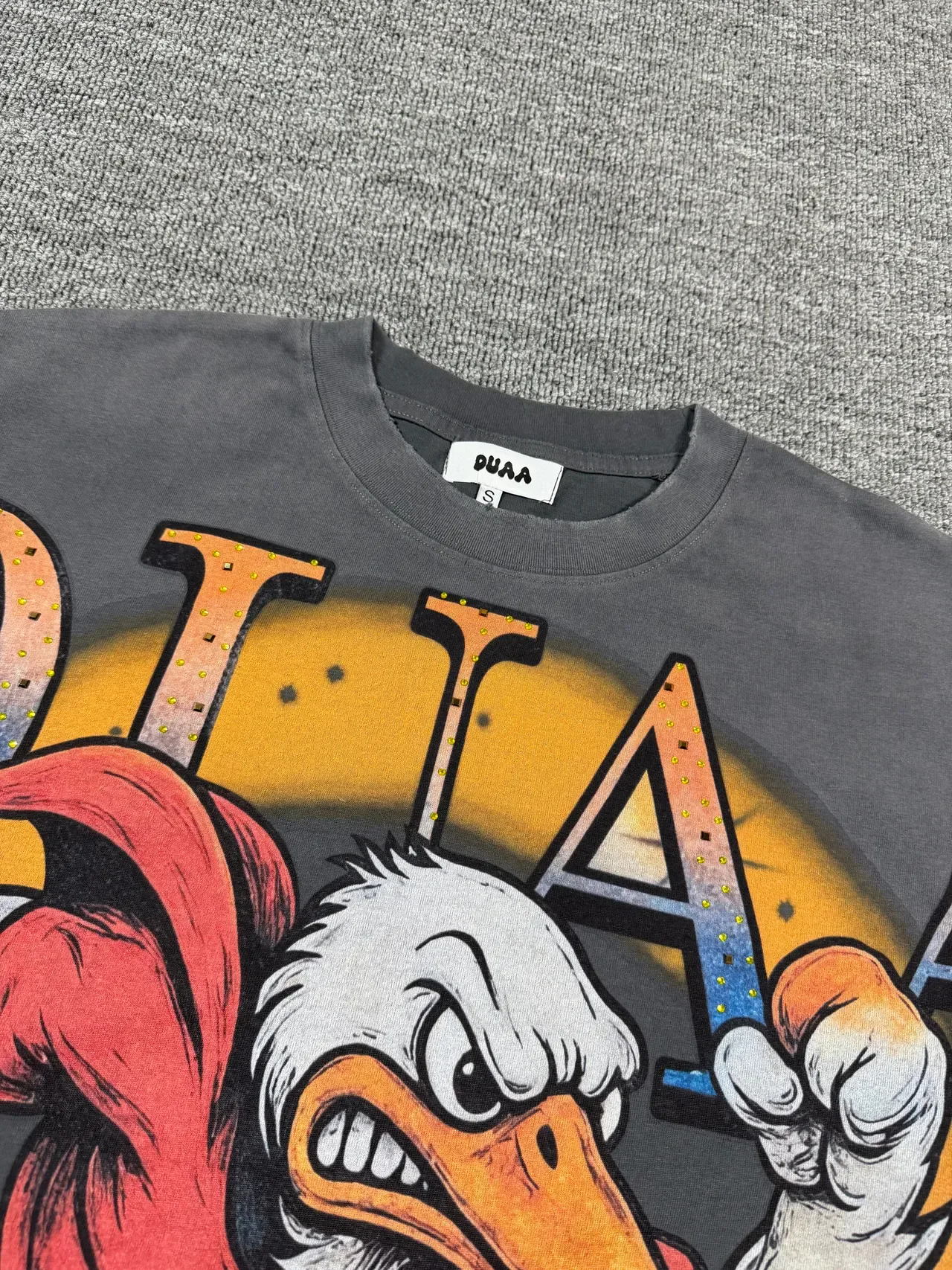 Charcoal Gray Graphic-Print Eagle Basketball Motif T-Shirt 4