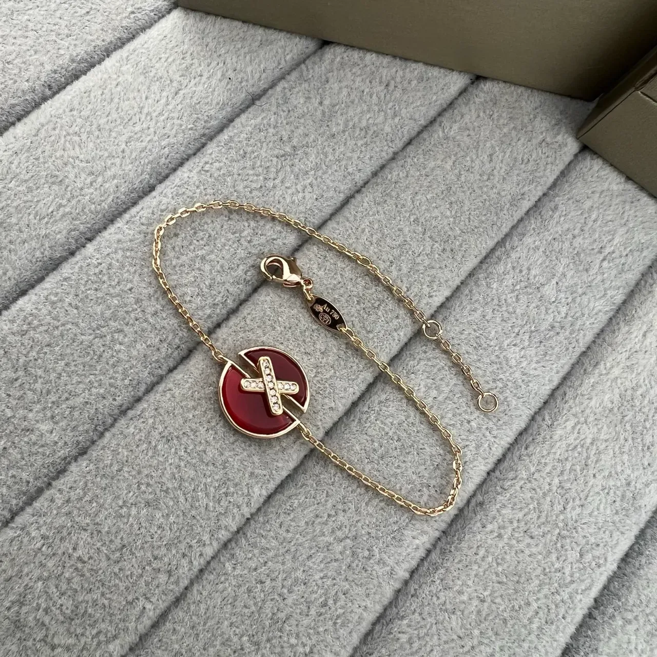 CHAUMET Liens Circular Enamel and Diamond X Motif Gold Chain Bracelets 3