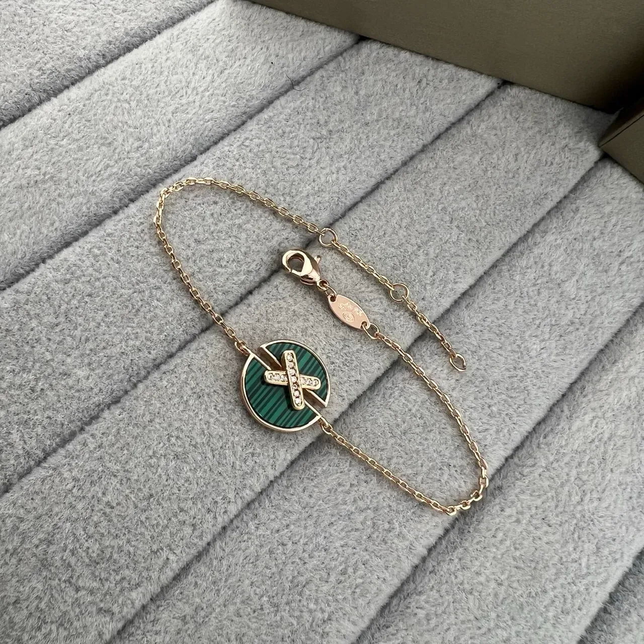 CHAUMET Liens Circular Enamel and Diamond X Motif Gold Chain Bracelets 4
