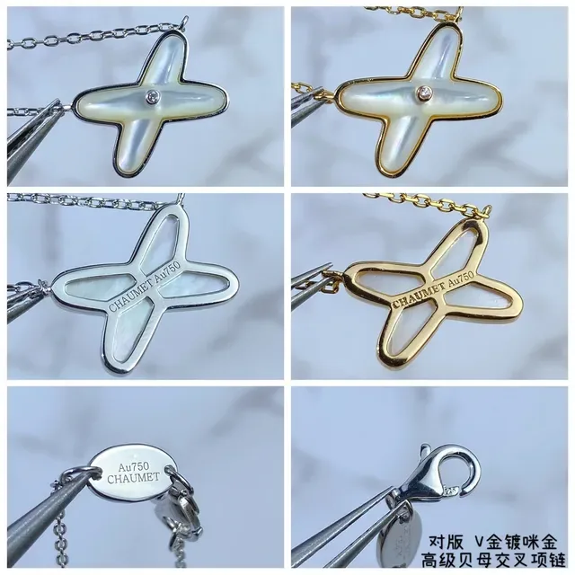 CHAUMET Pendentif Croix en Forme de X Mère de Perle 7