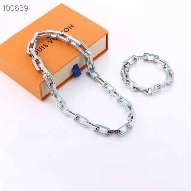 Chunky Enamel-Filled Link Chain Bracelet 3