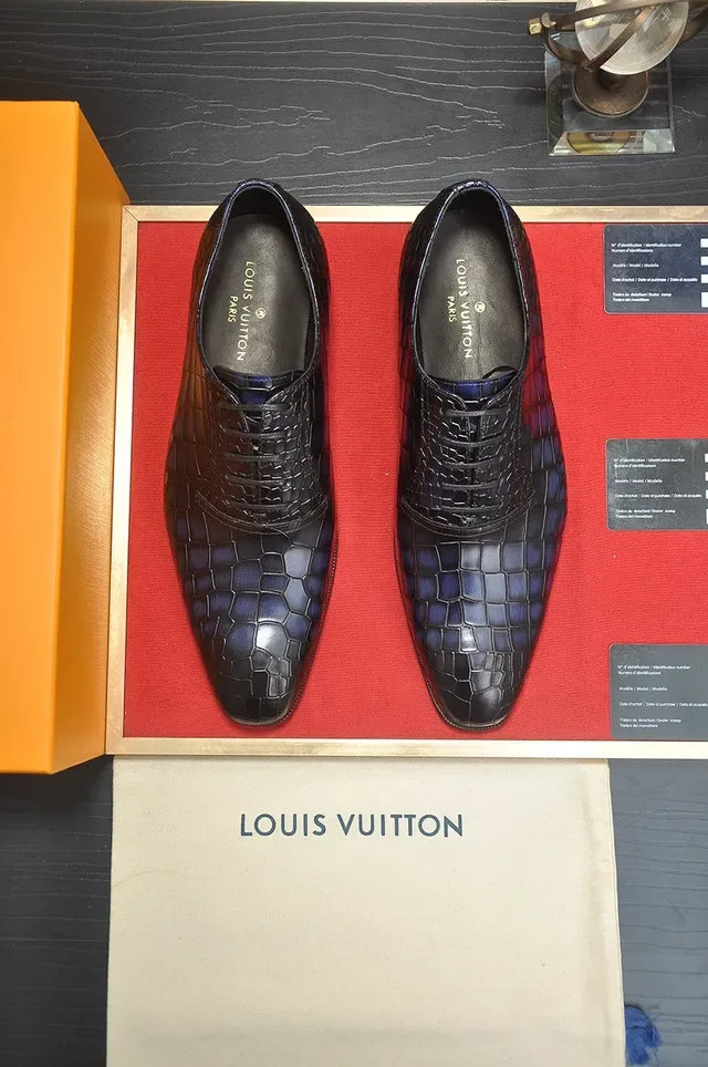 Crocodile-Embossed Black Cap-Toe Oxford Shoes 5