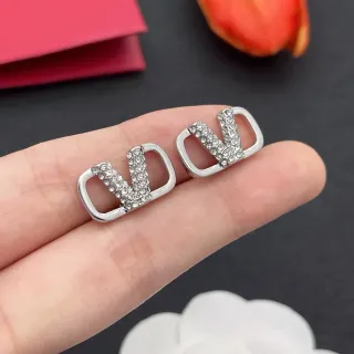 Crystal-Embellished V-Motif Stud Earrings