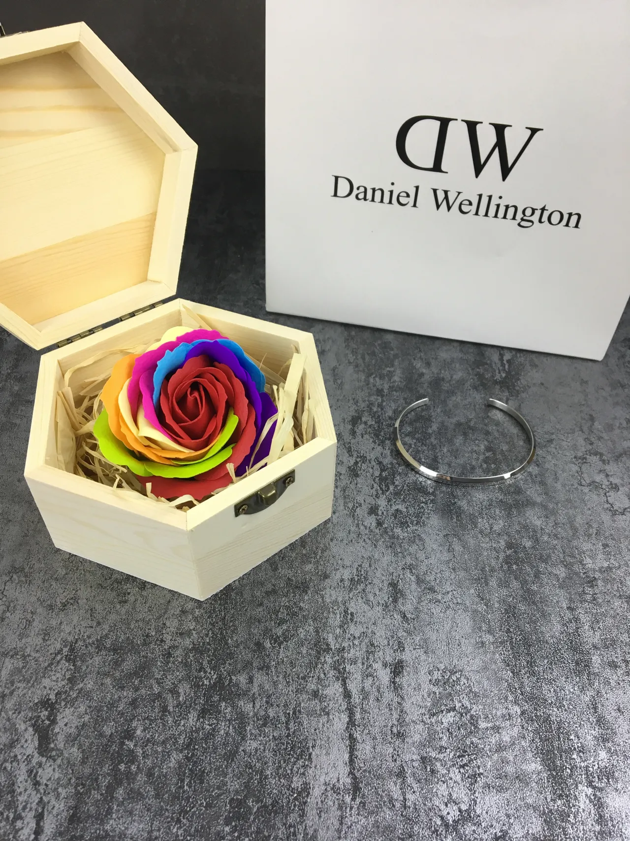 Daniel Wellington Classic Cuff Silver Minimalist Engraved Bracelet 2