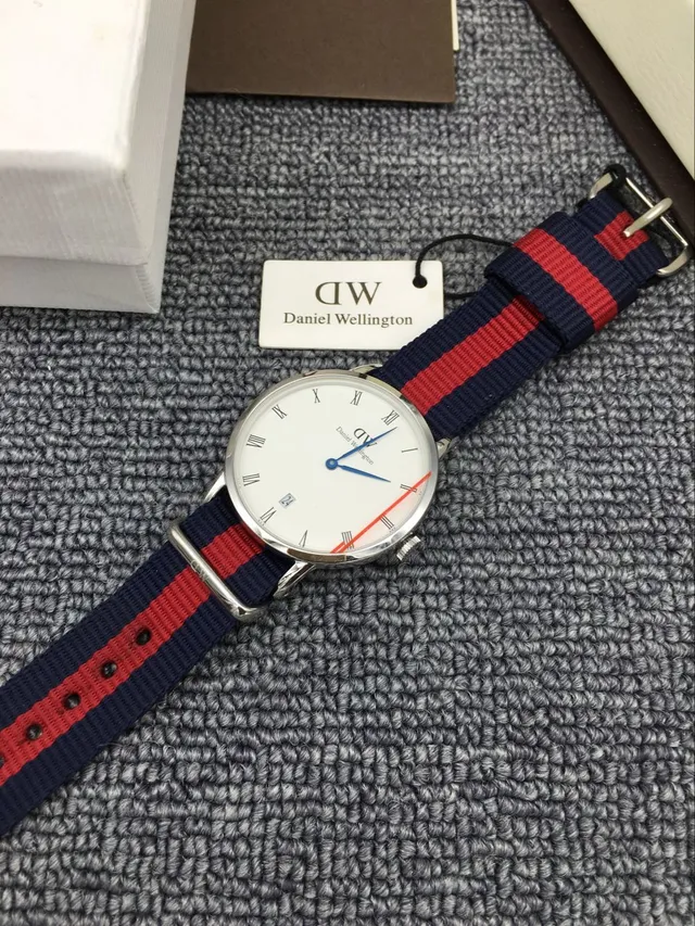 Daniel Wellington Classic White Dial Navy Red NATO Strap Quartz Watch 2
