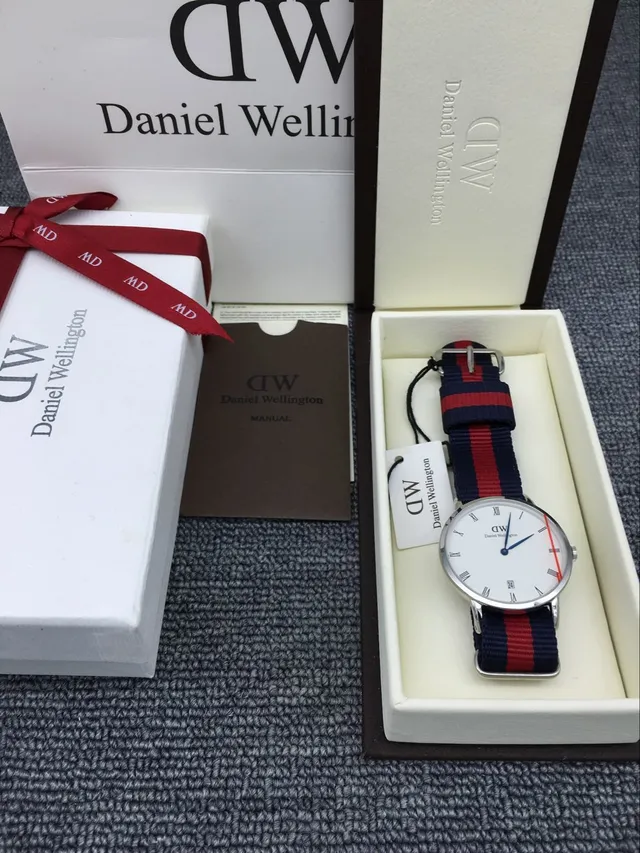 Daniel Wellington Classic White Dial Navy Red NATO Strap Quartz Watch 3