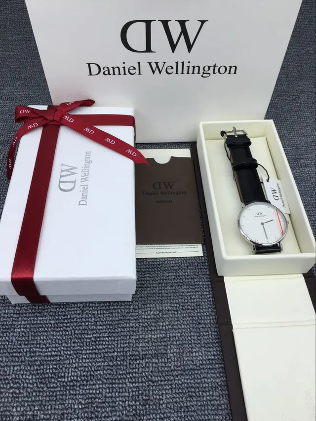 Daniel Wellington সাদা কালো মিনিমালিস্ট ডায়াল ক্রিস্টাল ঘণ্টা মার্কার কোয়ার্টজ ঘড়ি 5
