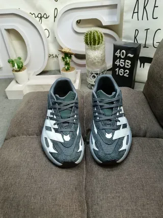 Dark Gray and White Stripe Lifestyle Sneakers 10