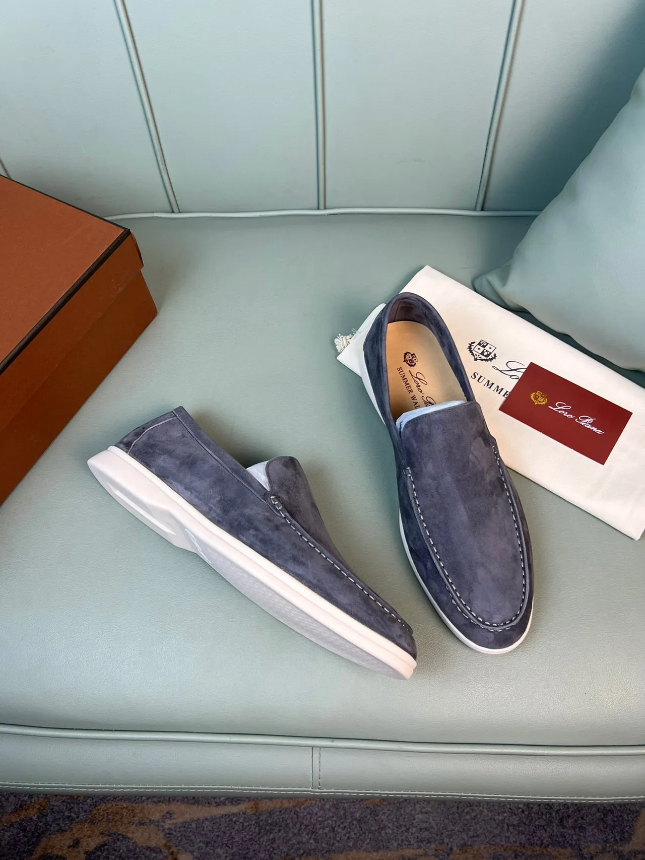 Dark Gray Suede Moc-Toe Slip-On Loafer 6