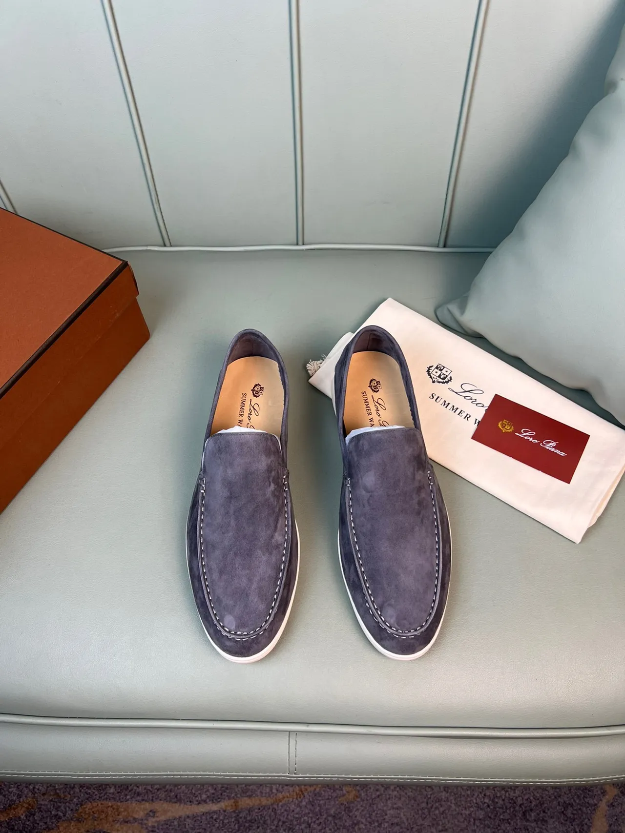 Dark Gray Suede Moc-Toe Slip-On Loafer 8