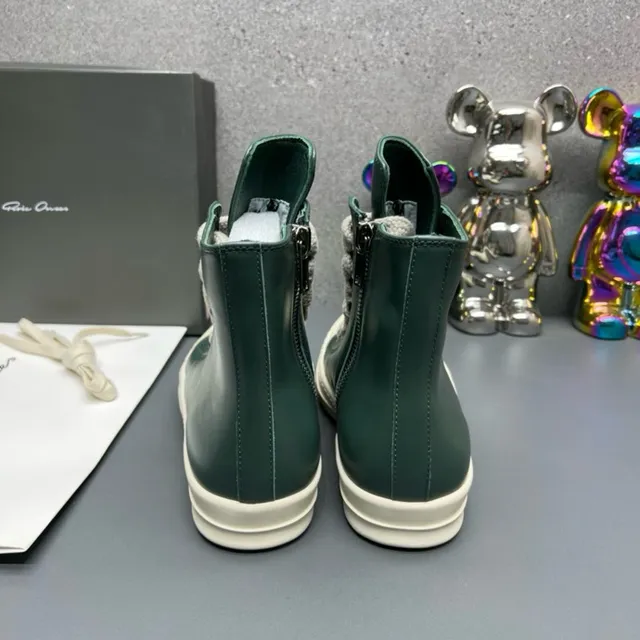 Dark Green and Cream High-Top Zipper Boots 9