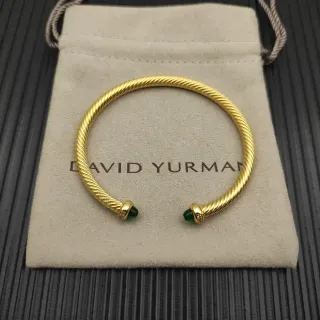 David Yurman Cable Classic हरी कैबोचॉन गोल्ड-टोन ब्रेसलेट