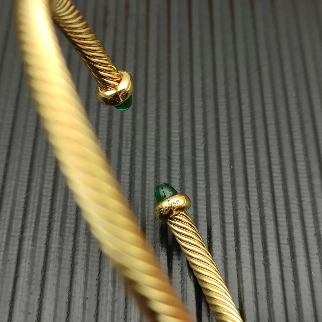David Yurman Cable Classic Green Cabochon Gold-Tone Bracelet 5
