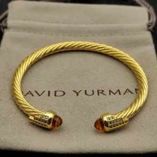 David Yurman Cable Classics Pulsera Terminal Gemas Trenzadas Oro Naranja
