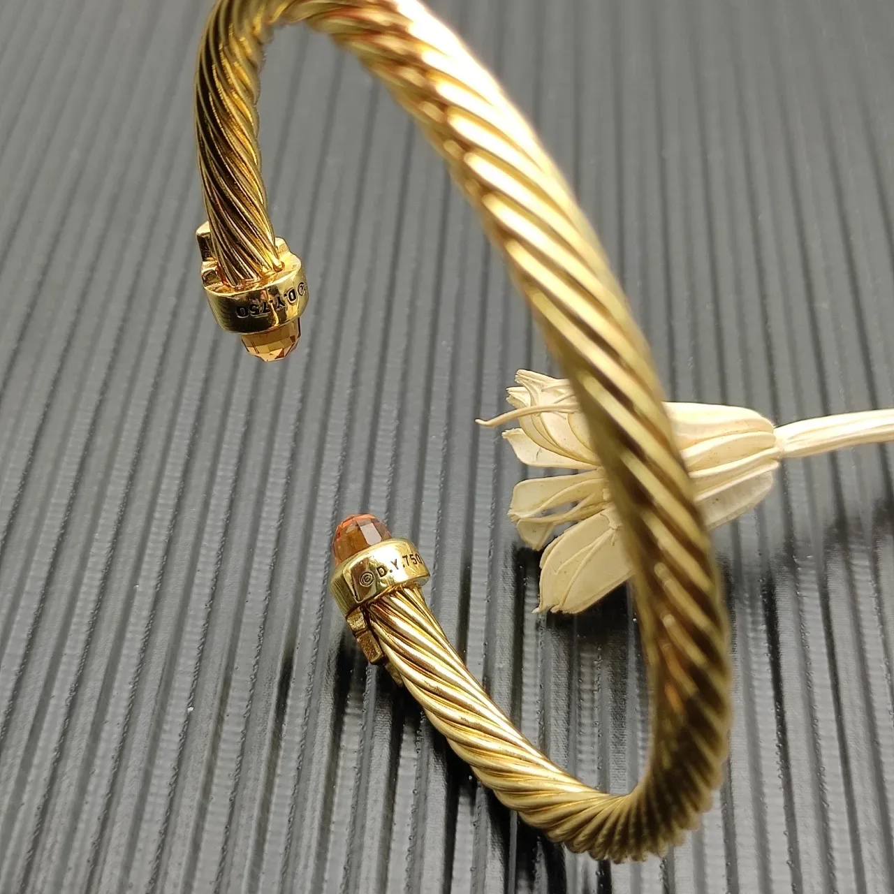 David Yurman Cable Classics Gold Orange Twisted Gemstone-Terminal Bracelet 5