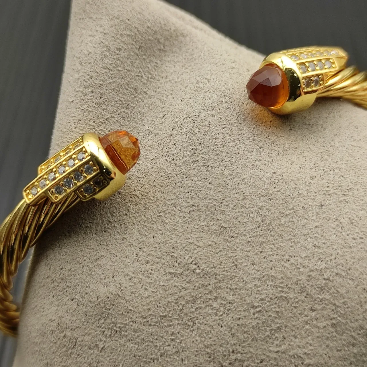 David Yurman Cable Classics Gold Orange Twisted Gemstone-Terminal Bracelet 6