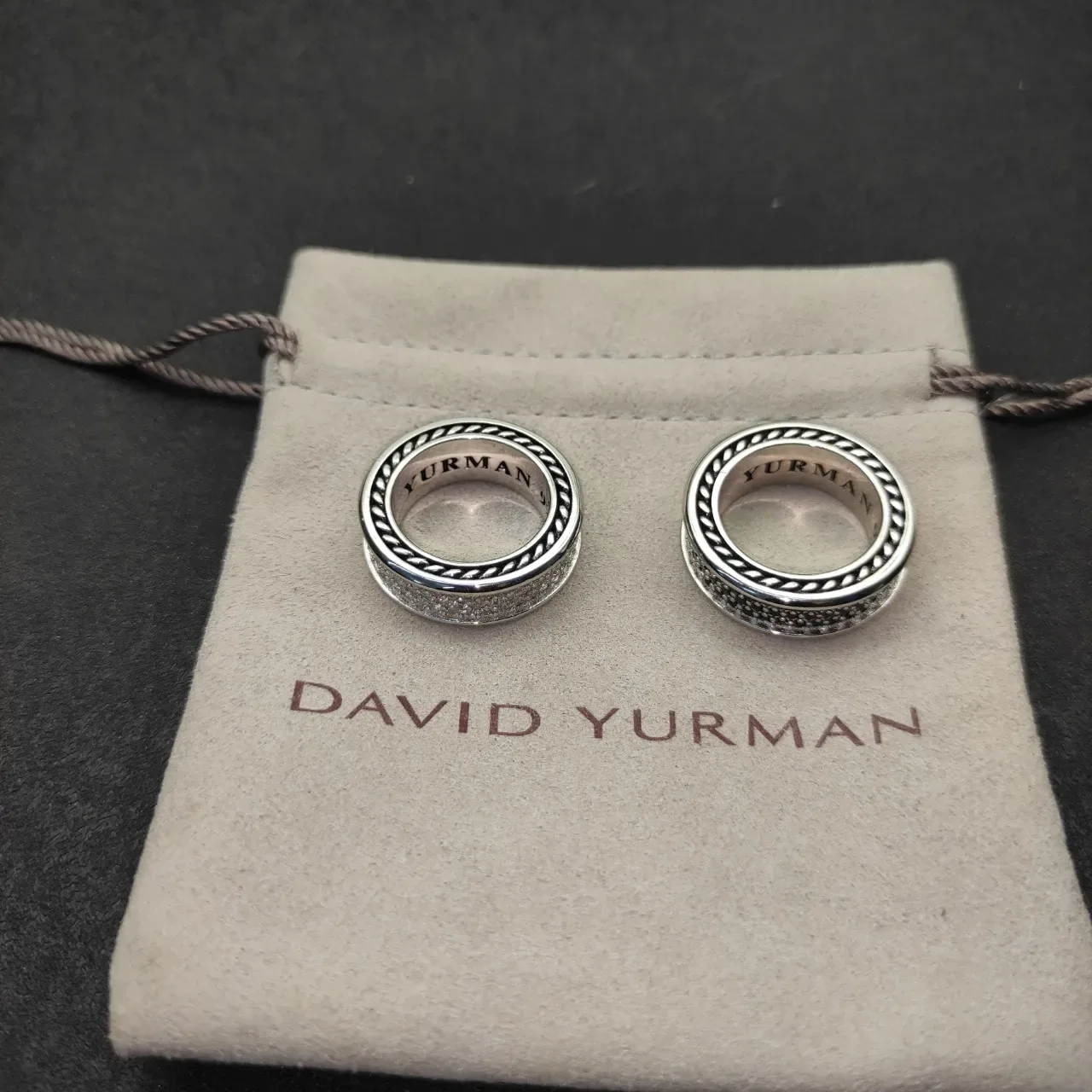 David Yurman Cable Classics Silver Black Multi-Band Ring 2