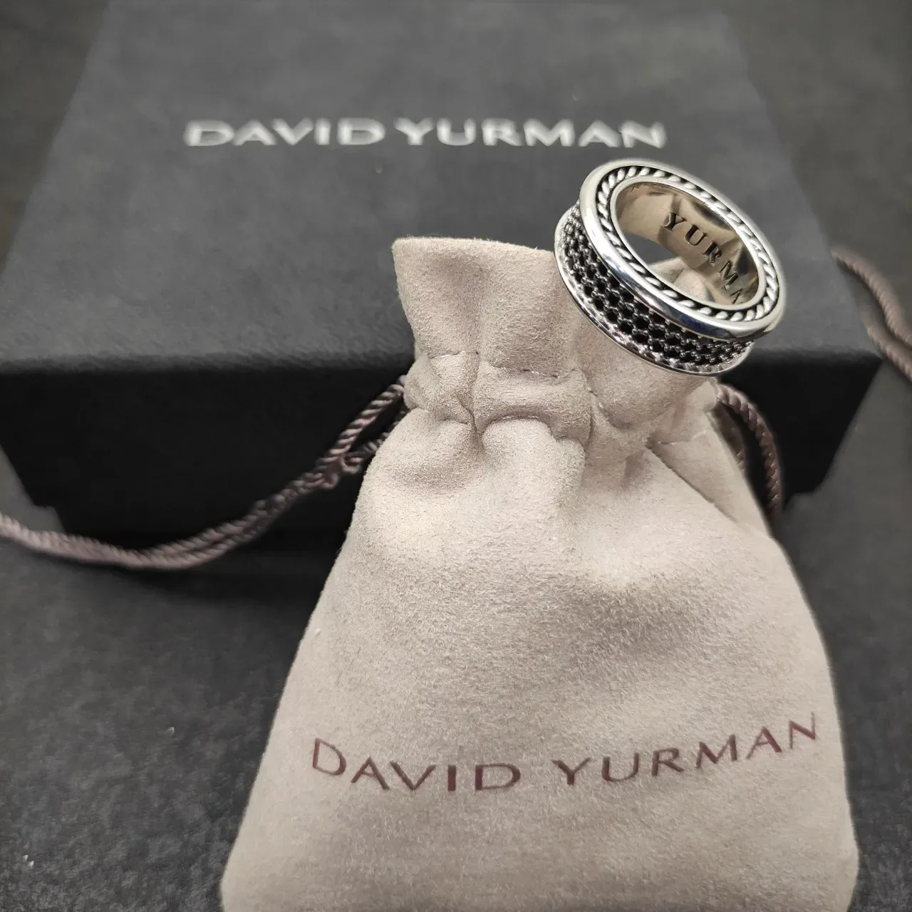 David Yurman Cable Classics Silver Black Multi-Band Ring 3